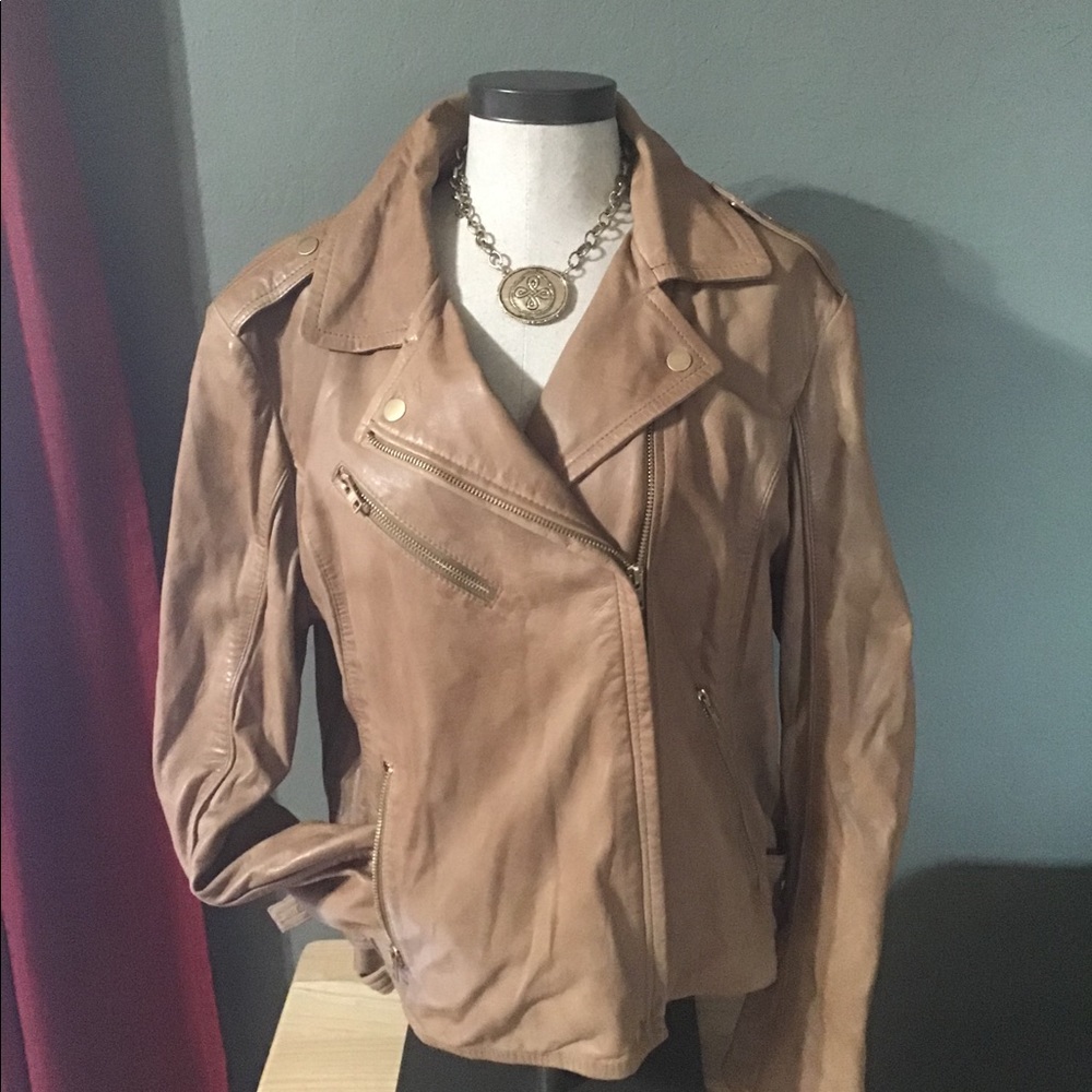 Camel colored leather jacket